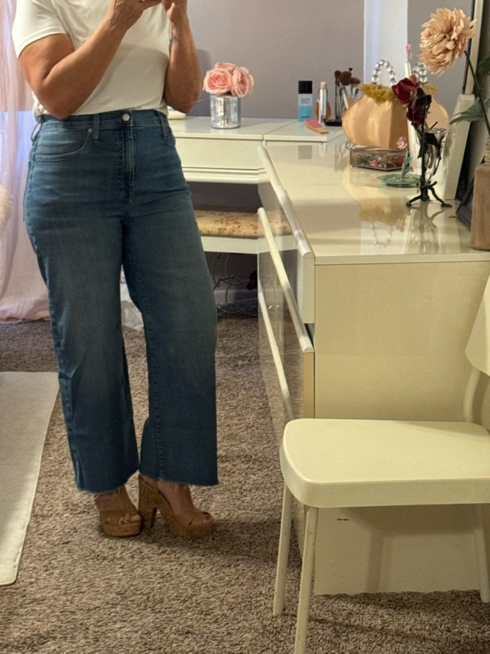J. Crew Mid-Blue High-Rise Wide-Leg Jeans